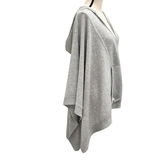HAUTE HIPPIE GRAY CASHMERE HOODED CAPE PONCHO